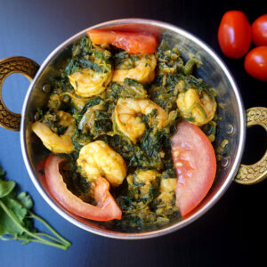 Prawns palak (épinards)